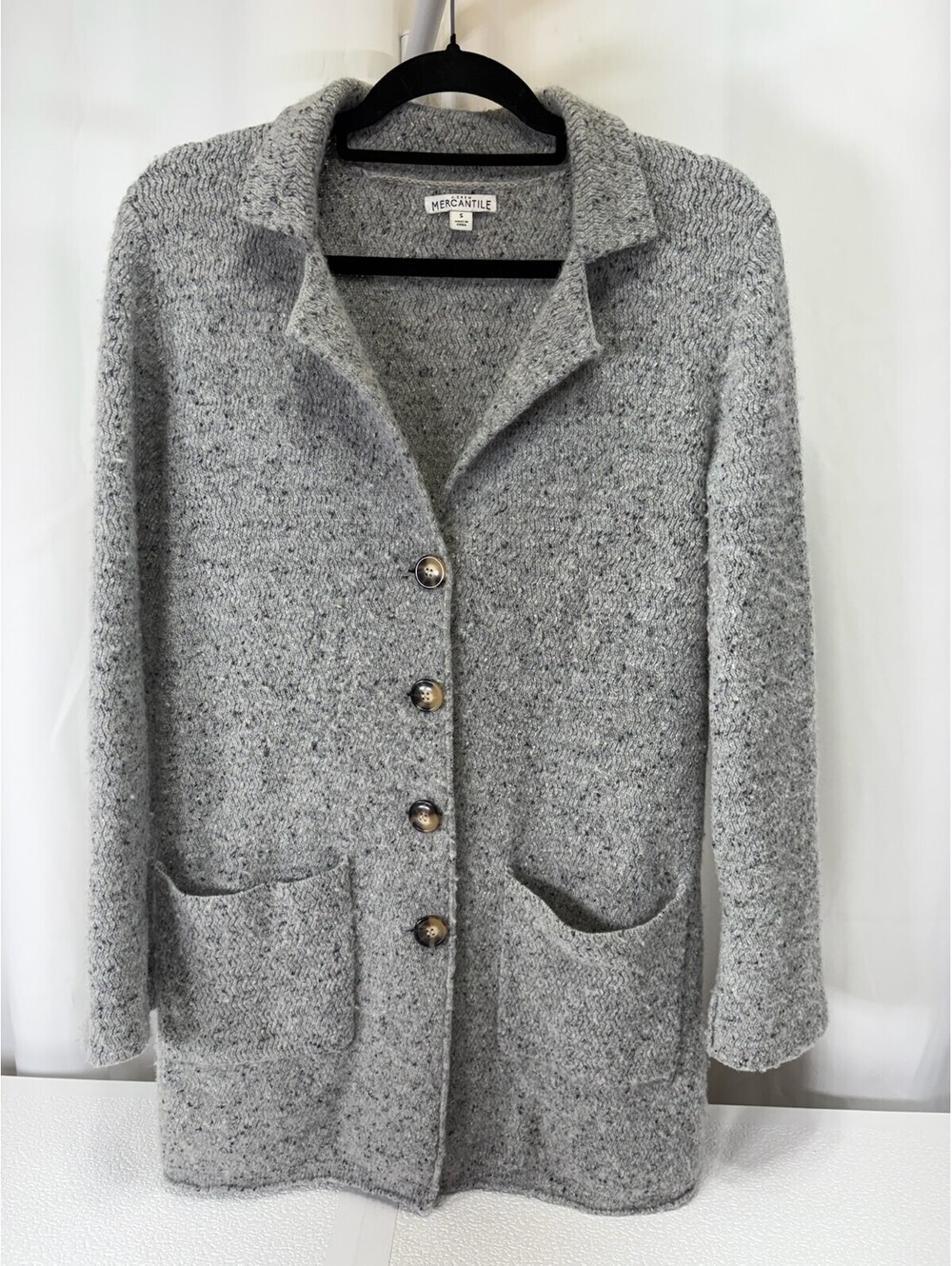 J. Crew Mercantile Women's Gray Lambs Wool Blend Button-Up Cardigan, SZ S 260D